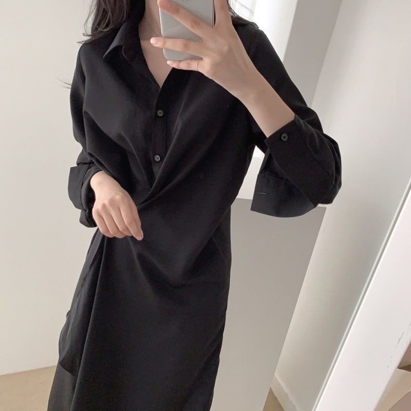 Đầm Sơ Mi Dáng Ôm Chiết Eo Phong Cách Hàn Quốc Thời Trang Xuân Thu Hàng Mới Dành Cho Bạn Nữ