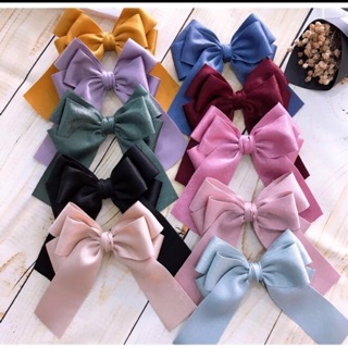 Kẹp Buộc Tóc Nơ Lụa Satin Cao Cấp Bản To