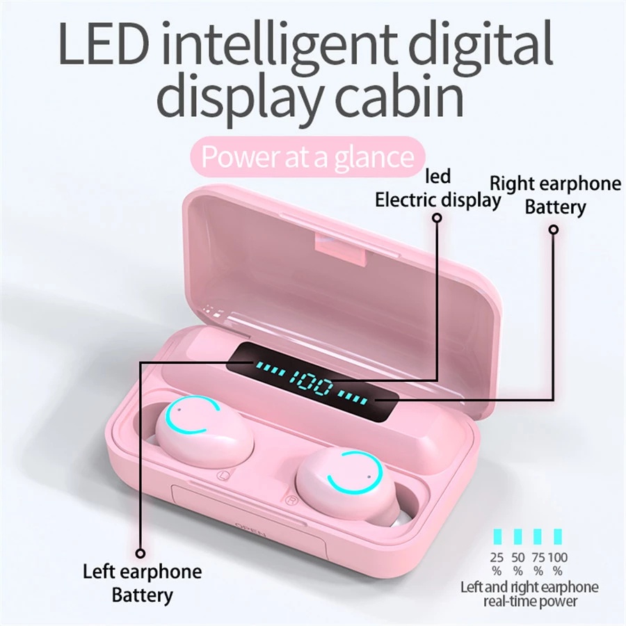 Tai nghe nhét tai không dây TZUZL F9-9 TWS kết nối Bluetooth 5.0
