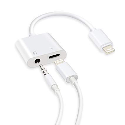 Cáp chuyển đổi tai nghe Iphone chân Lightning to 3.5 mm, Jack chuyển đổi 2 cổng tai nghe , cắm sạc IP, 2in1