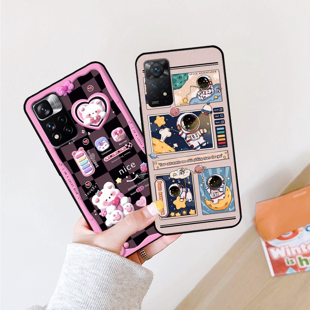 Ốp lưng Xiaomi Redmi Note 11 4G / Note 11S / Note 11 Pro hình gấu, vũ trụ ngân hà chibi. ốp chống sốc bền đẹp