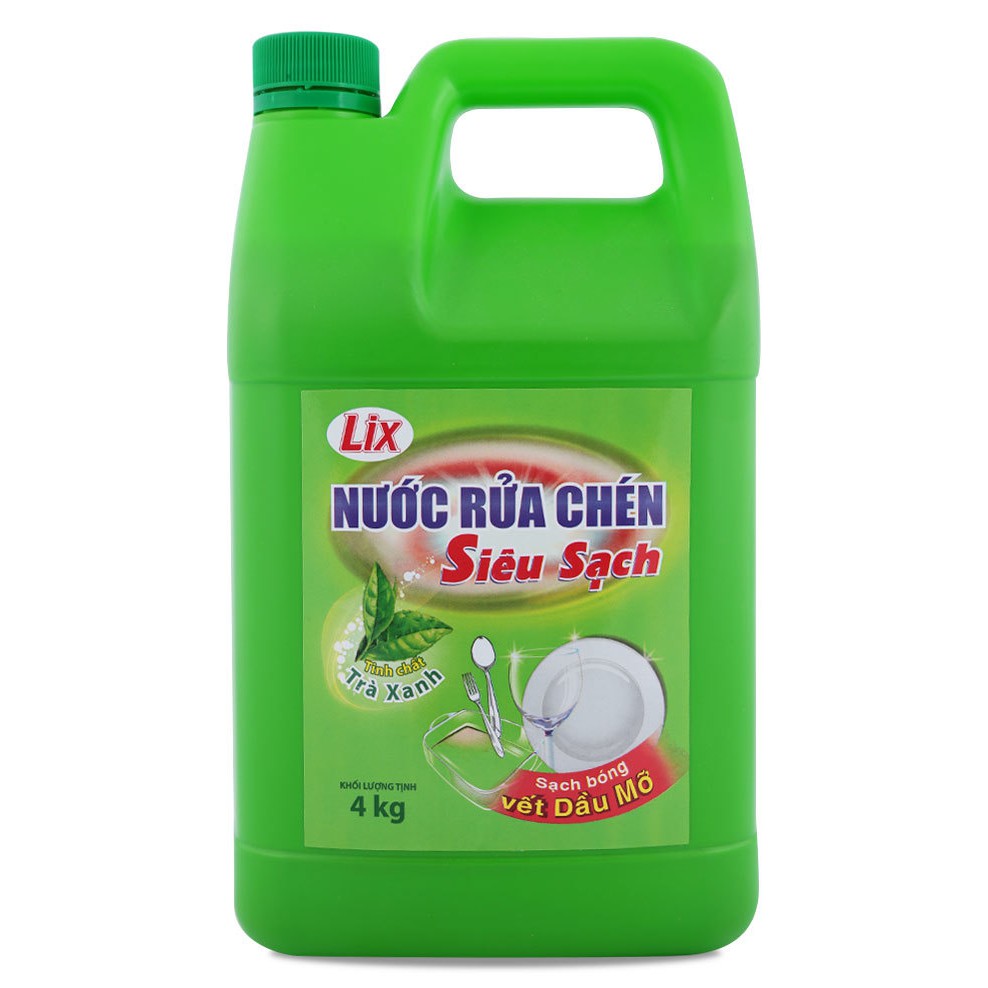 Nước rửa chén Lix siêu sạch hương Trà Xanh - 3.6kg mới