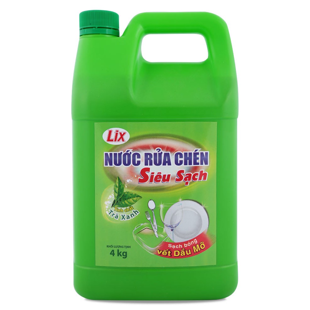 Nước rửa chén Lix siêu sạch hương Trà Xanh 4kg- 3.6kg mới