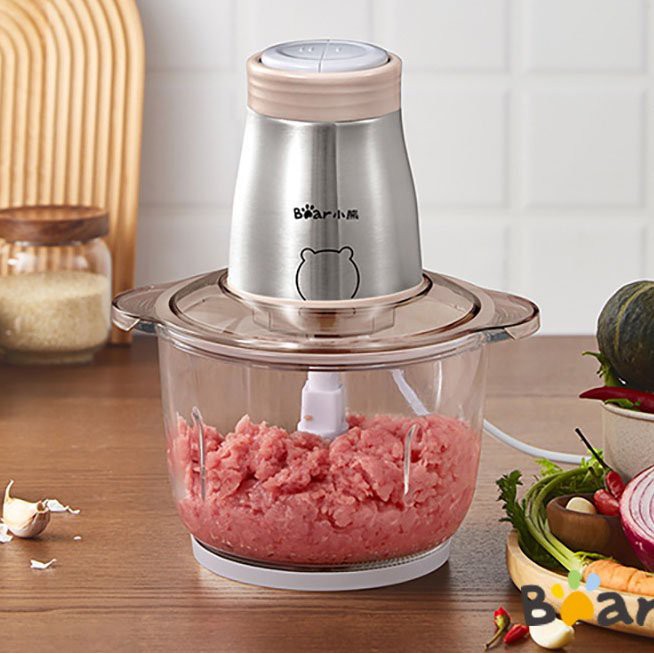 Máy xay thịt, xay rau củ quả Bear, dung tích 2L cối thuỷ tinh cao cấp chính hãng - Bảo hành 1 năm