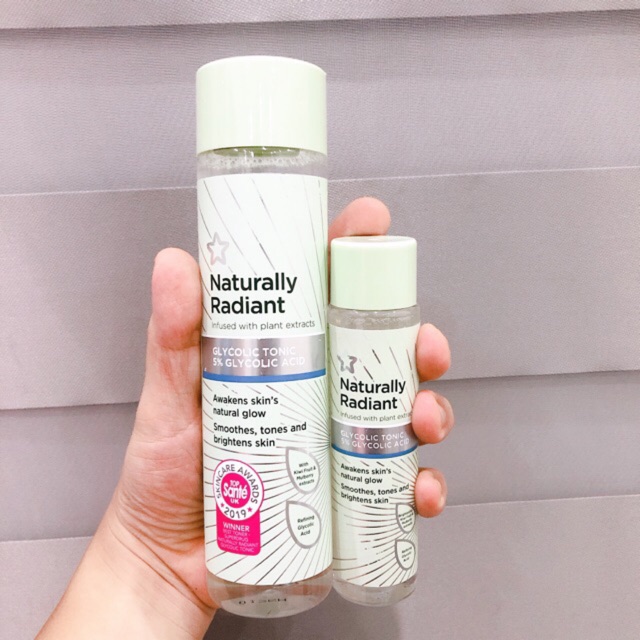 Nước hoa hồng tẩy tế bào chết - Superdrug Naturally Radiant Glycolic Tonic – Toner Glycolic Acid 5%