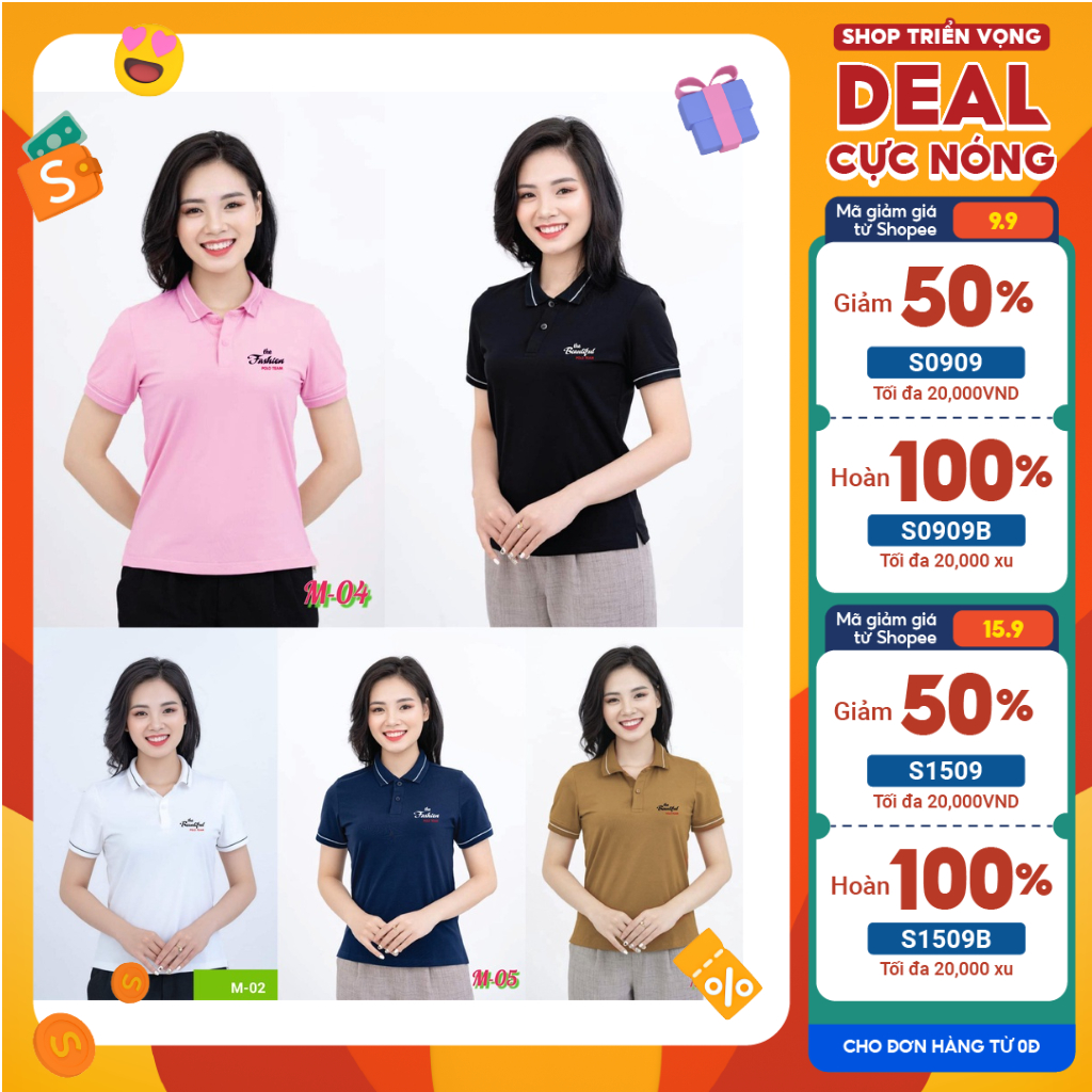 Áo Polo Nữ Unisex Chất Liệu COTTON DỆT MẮT CHIM, THÊU LOGO , Chất siêu mát. [Hàng Cao Cấp]