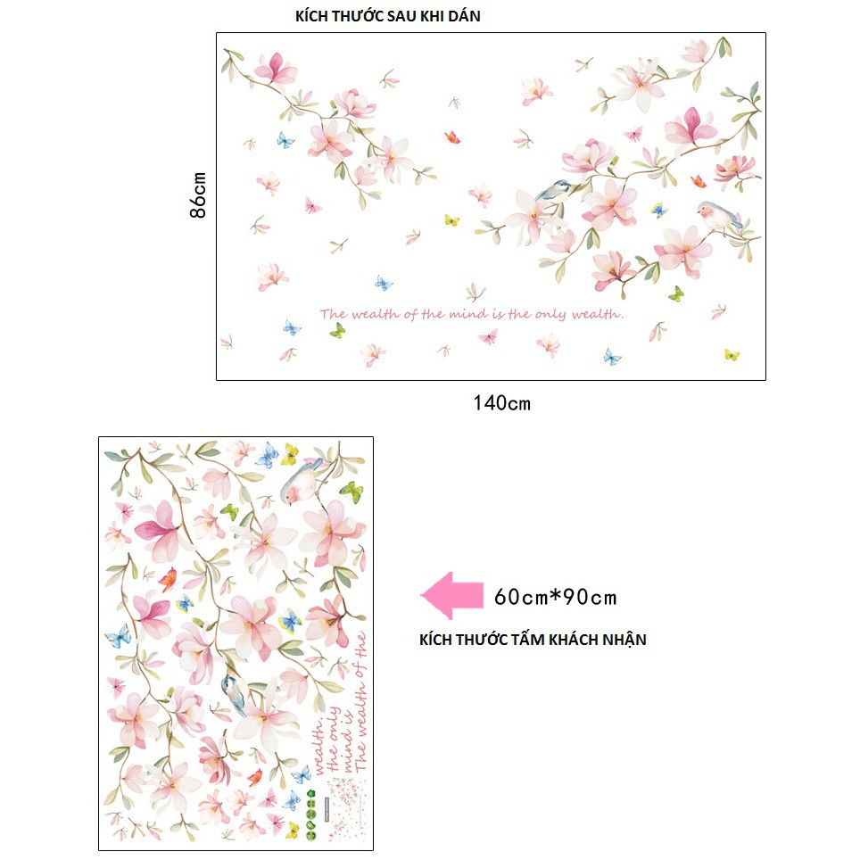 [FREESHIP] Decal dán tường phòng khách Hoa nhí hồng thanh tao trang trí nhà cửa đẹp AmyShop