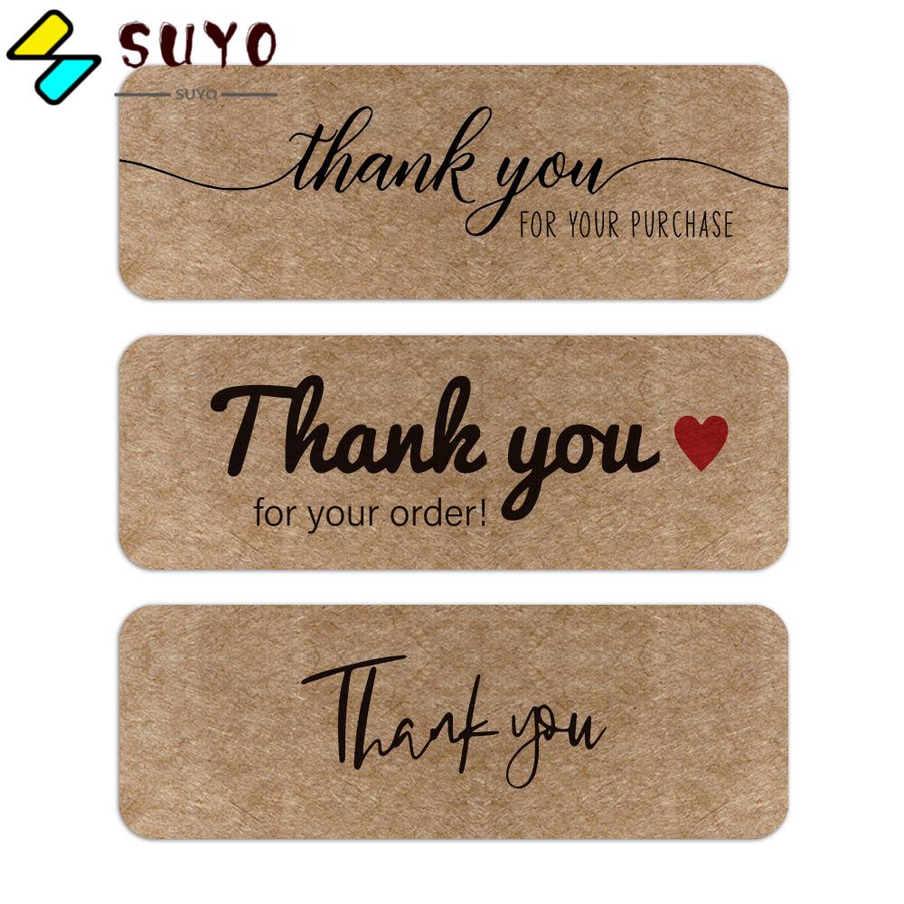 Cuộn 120 nhãn dán in chữ Thank You chất liệu giấy kraft cho đồ thủ công/kinh doanh