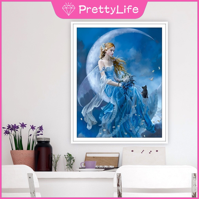 Bộ Tranh Đính Đá 5D Tự Làm 40x50cm/50x70cm Hình Cô Gái Xinh Đẹp Trang Trí Nhà Cửa