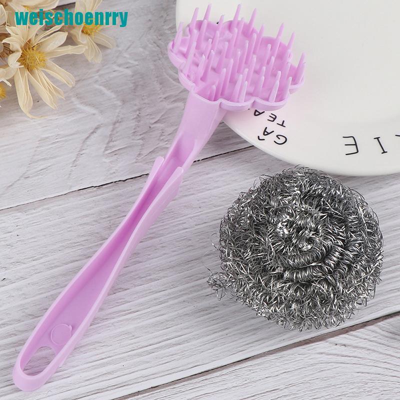 Rér●Bàn Chải Chà Nồi Bằng Sợi Thép Không Gỉ Với Tay Cầm Dài Tiện Dụng