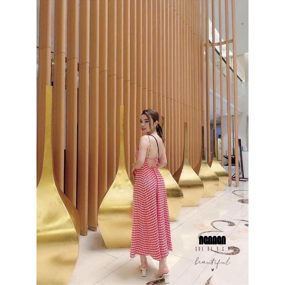 VÁY 2 DÂY KẺ CARO ĐỎ CHO NỮ | BigBuy360 - bigbuy360.vn