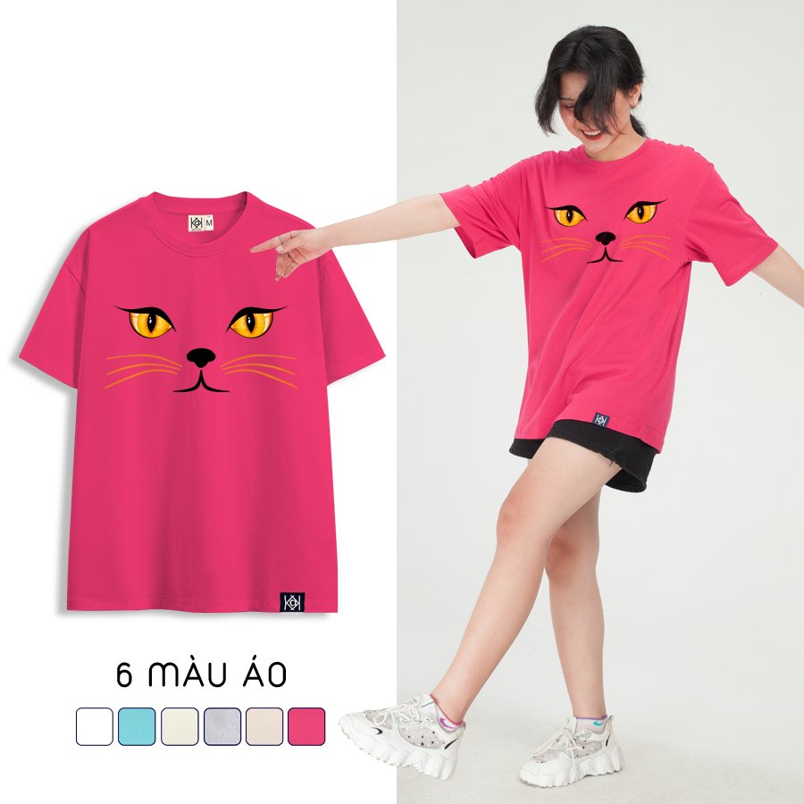 Áo thun mặt mèo trắng phông tay lỡ in hình meo vàng nhảy tiktok chính hãng MVR Ulzzang TT1410