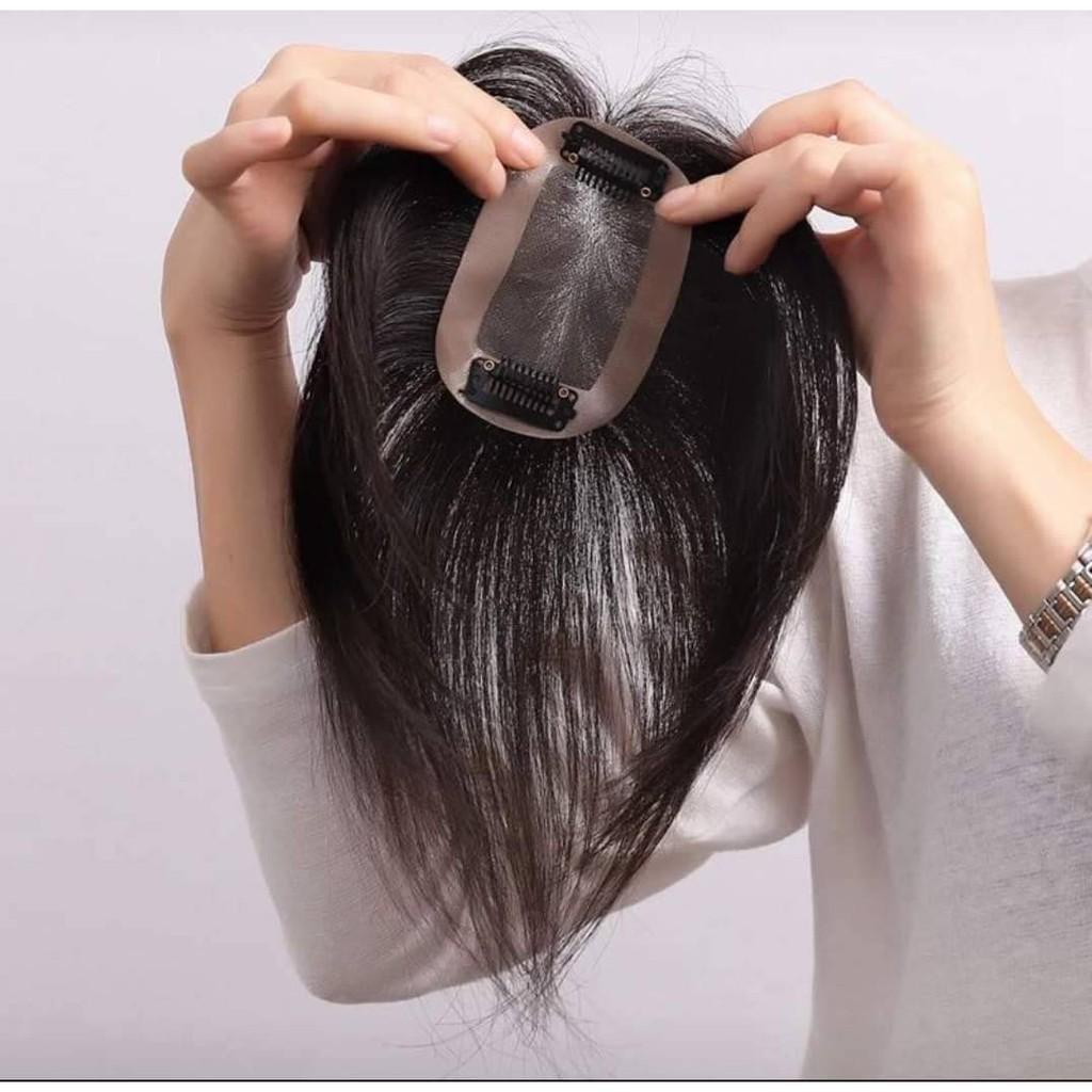 Tóc Giả Kẹp Che Hói, Che Tóc Bạc Ko Mái Loại Thẳng QiQiShop