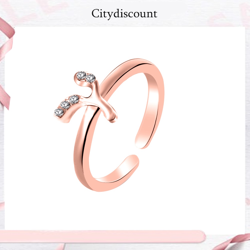 Nhẫn Hở Khắc Chữ A Đến Z Đính Đá Thời Trang