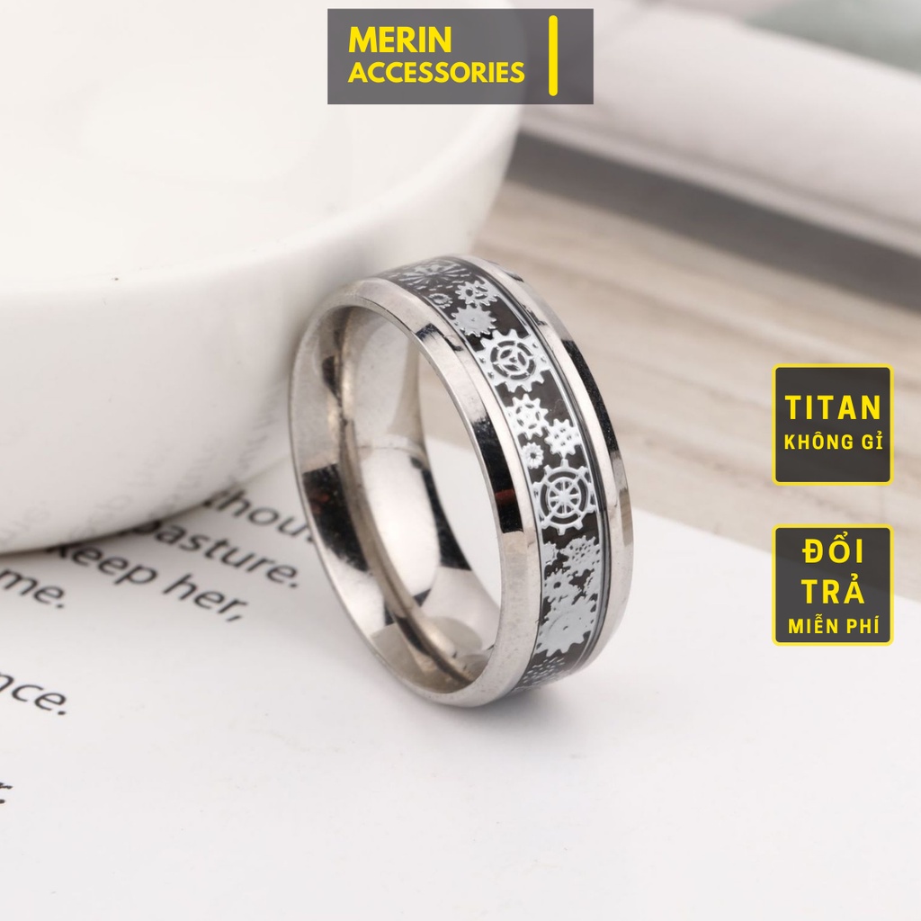 Nhẫn nam nữ tròn Unisex Merin Accesories màu bạc Thời trang chất liệu Titan đẹp đơn giản - Nhẫn Sawtooth