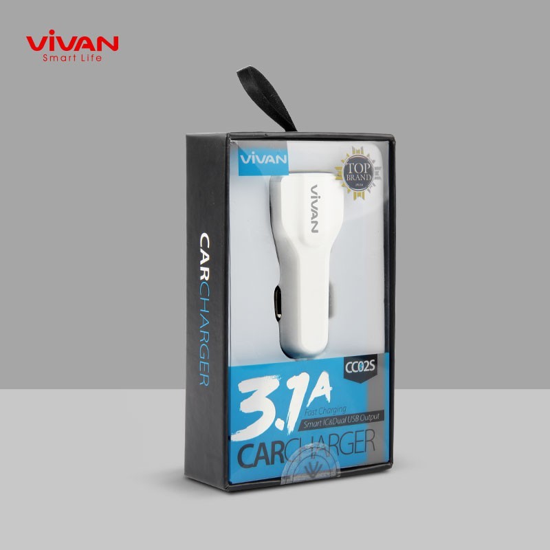 Sạc Xe Hơi VIVAN CC02S 2 Cổng USB Hỗ Trợ Sạc nhanh 5V/3.1A - BẢO HÀNH 1 ĐỔI 1 CHÍNH HÃNG