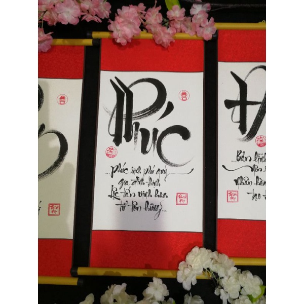 Tranh Thư Pháp Chữ Tâm, Phúc, Đức