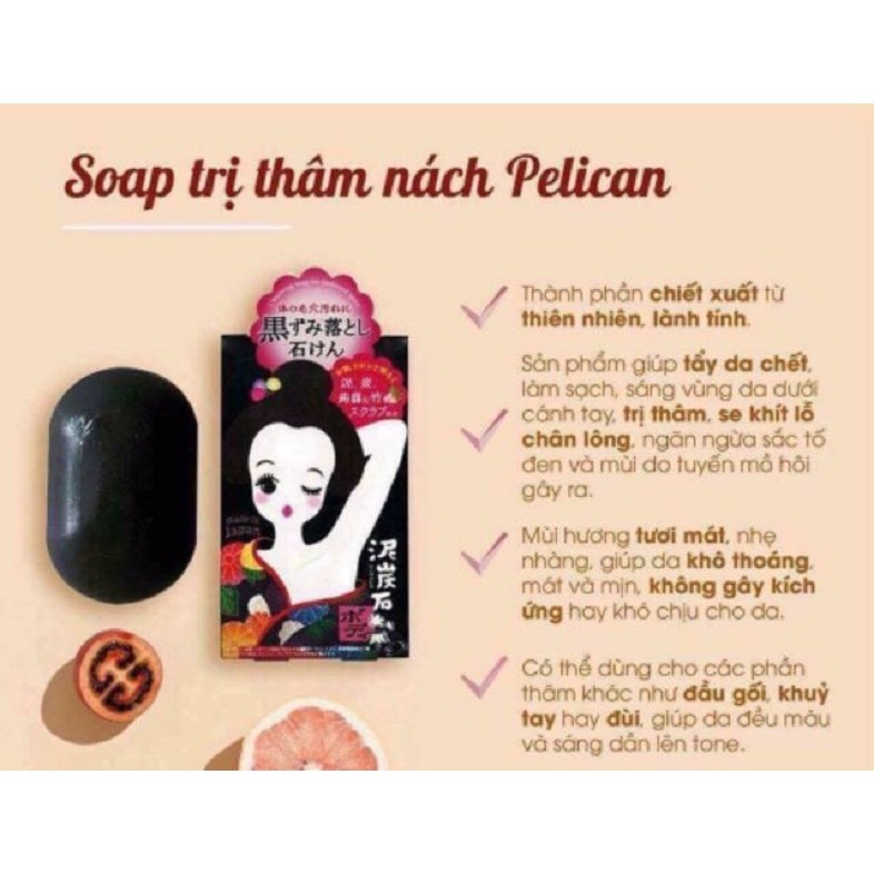 [Chính hãng Xà phòng ngăn ngừa thâm nách Pelican 80g từ Nhật Bản