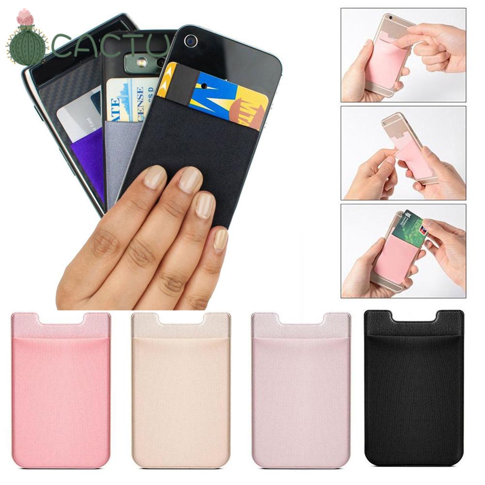 Túi đựng thẻ chứng minh nhân dân/thẻ tín dụng đàn hồi tự dính sau lưng điện thoại di dộng nhiều màu