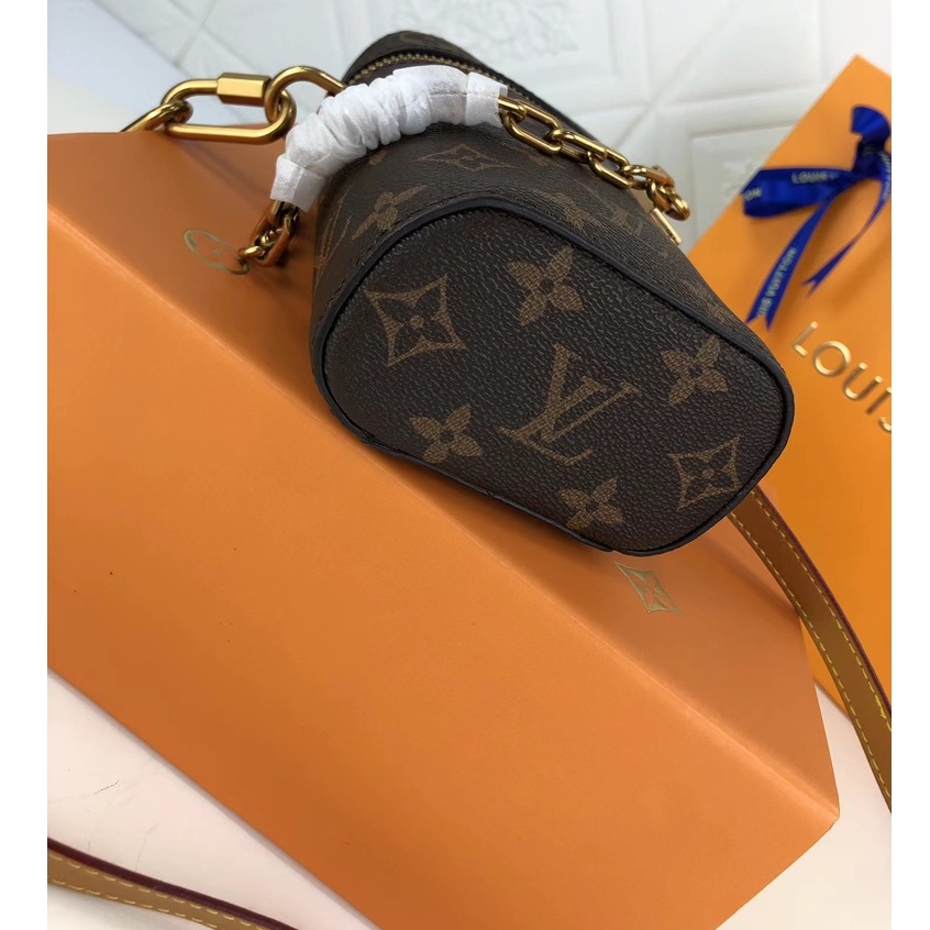 Sẵn sàng giao hàng Louis Vuitton LV nữ mới hoa cũ màu vàng túi dây xích mini có hộpM61112