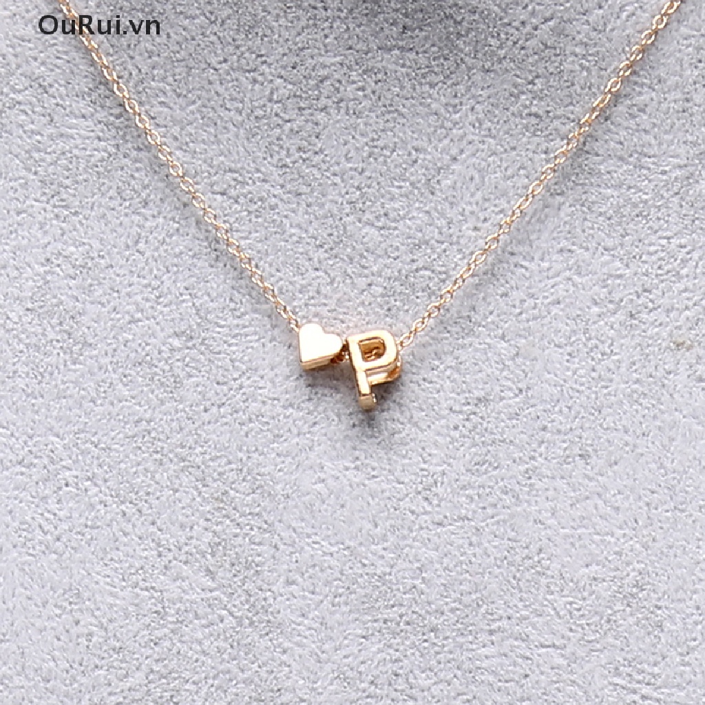 Vòng cổ Mặt Trái Tim Nhỏ Màu Vàng / Bạc in Chữ Thời Trang