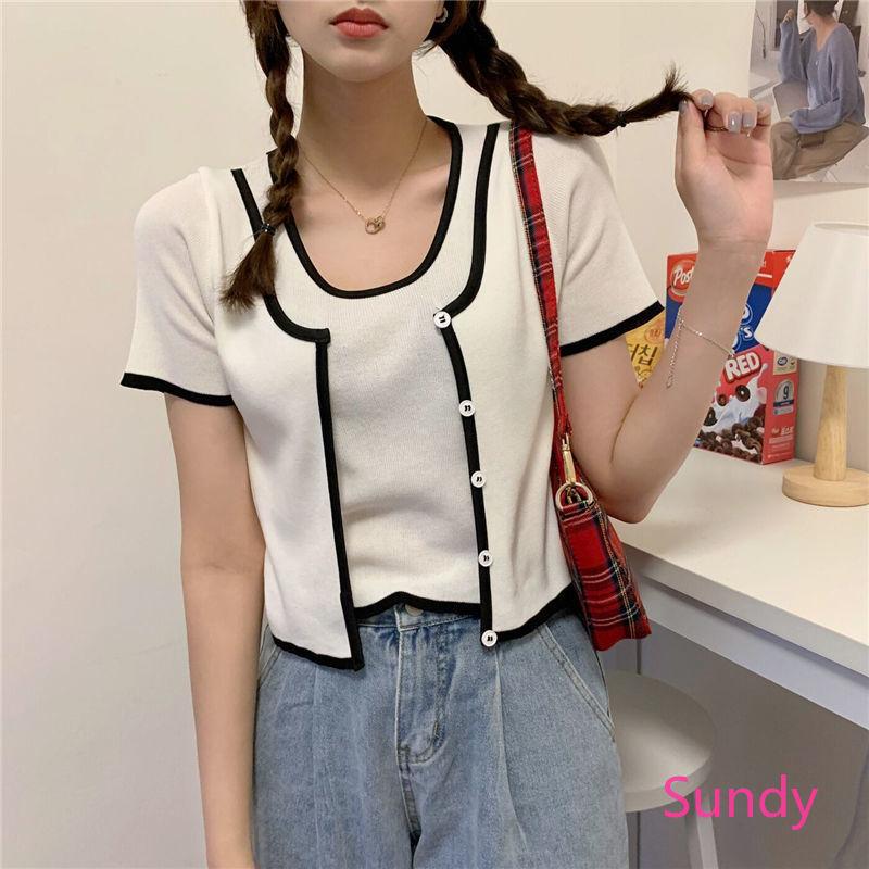 Áo Kiểu Tay Ngắn Dáng Ôm Thời Trang Hè Cho Nữ