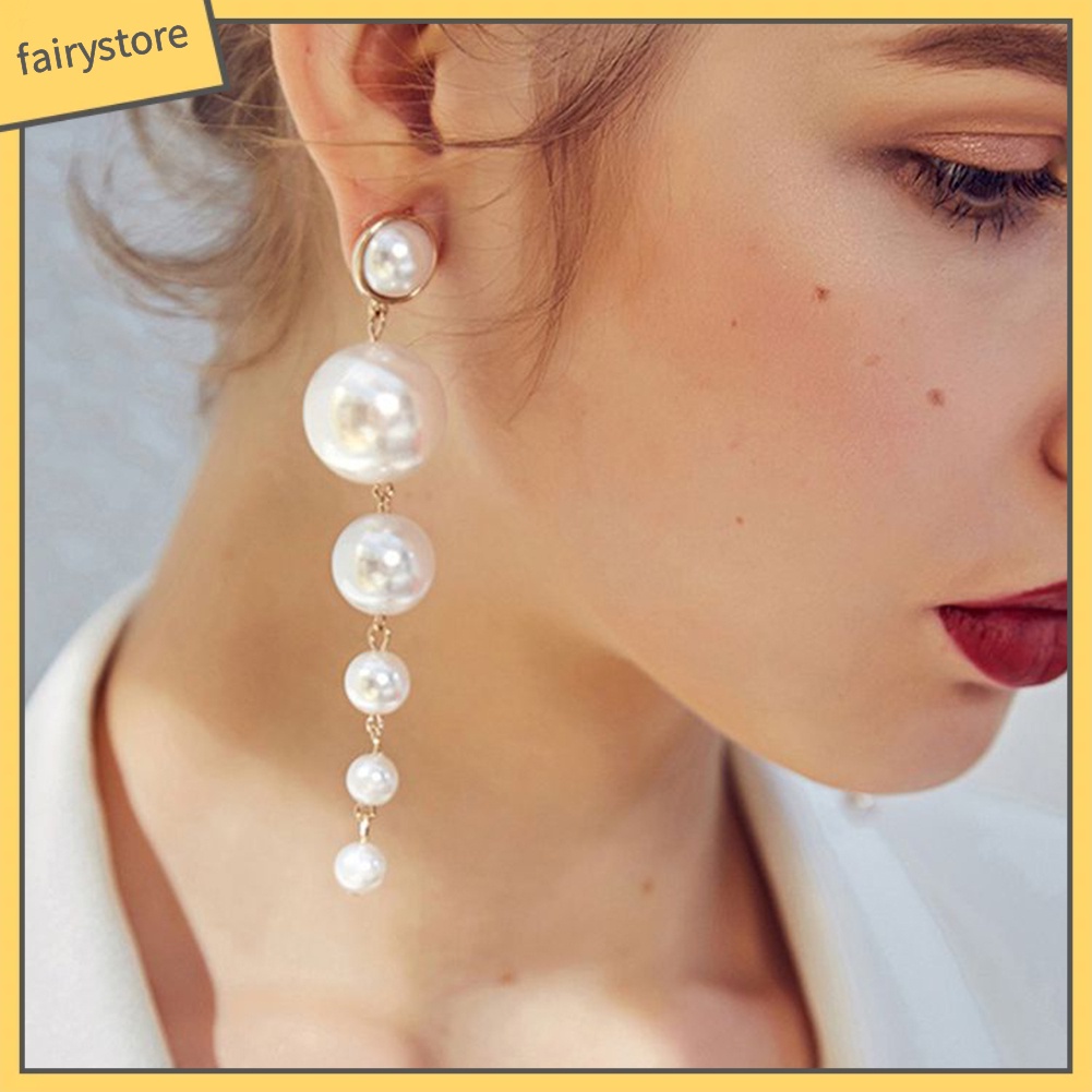 Hoa Tai Dáng Dài Đính Ngọc Trai Giả Xinh Xắn