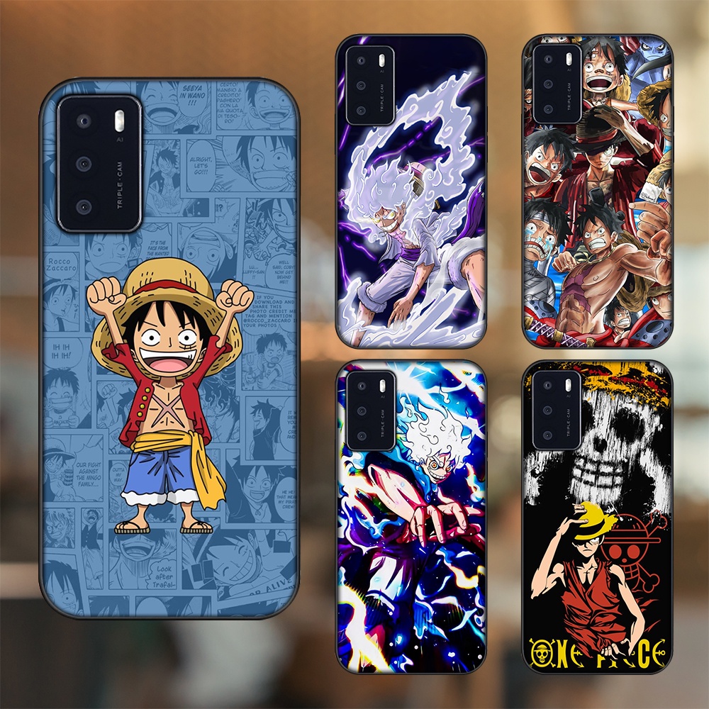Ốp lưng Oppo A16 viền đen in hình Luffy One Piece