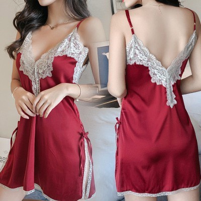 Váy ngủ lụa statin xẻ eo 5126 Siêu Sexy
