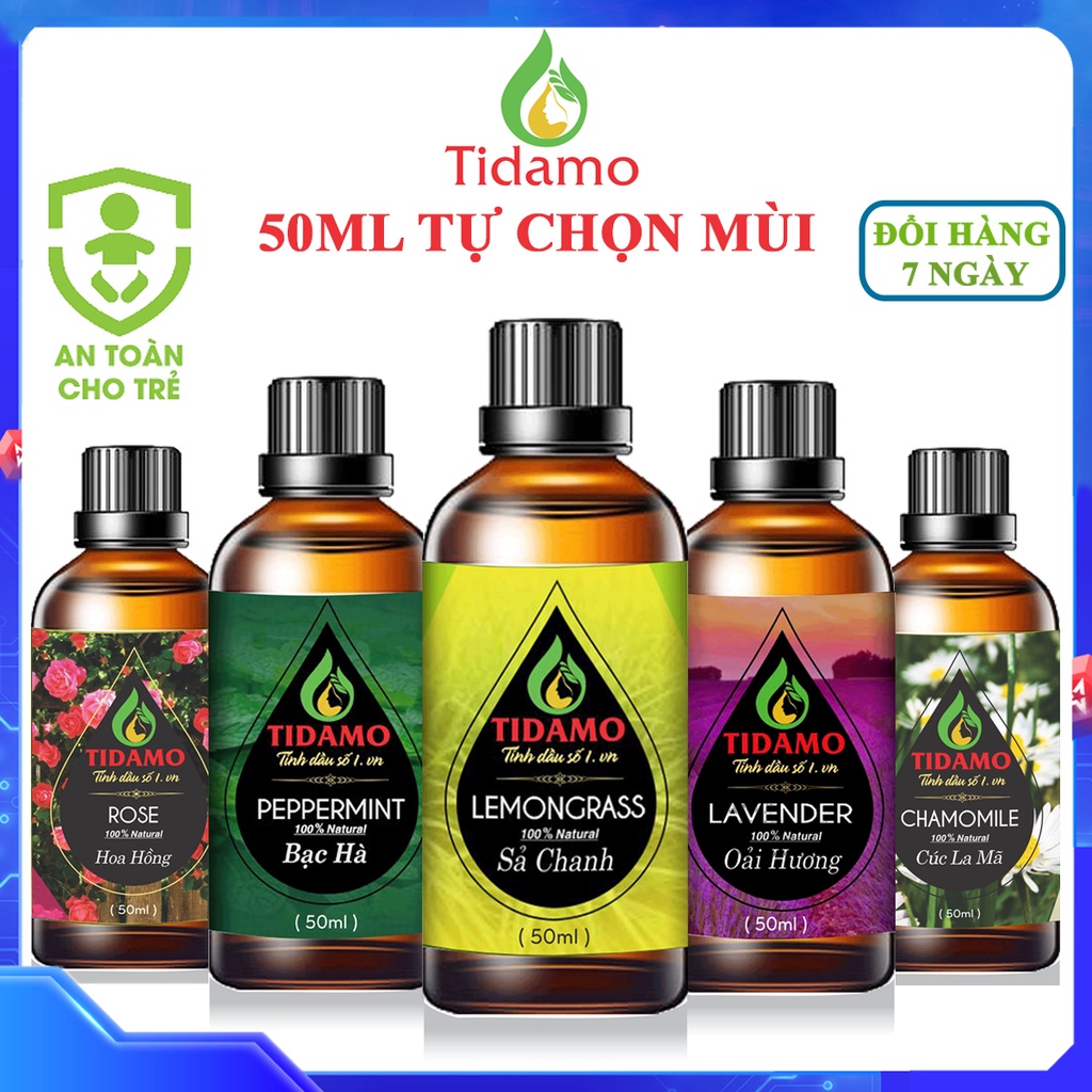 [Chai Lớn] Tinh Dầu Nguyên Chất 50ML, Chọn Mùi | Chính Hãng, Có Kiểm Định | Xông Thơm Phòng, Tốt Sức Khỏe, Đuổi Muỗi