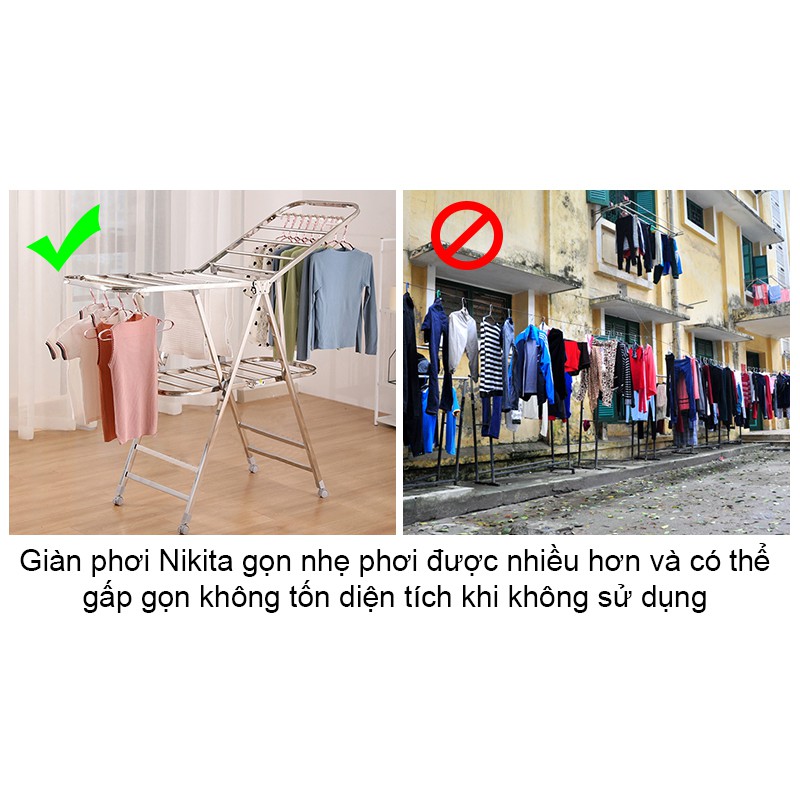 Giàn phơi để sàn hai tầng Inox gấp gọn tiện dụng NIKITA