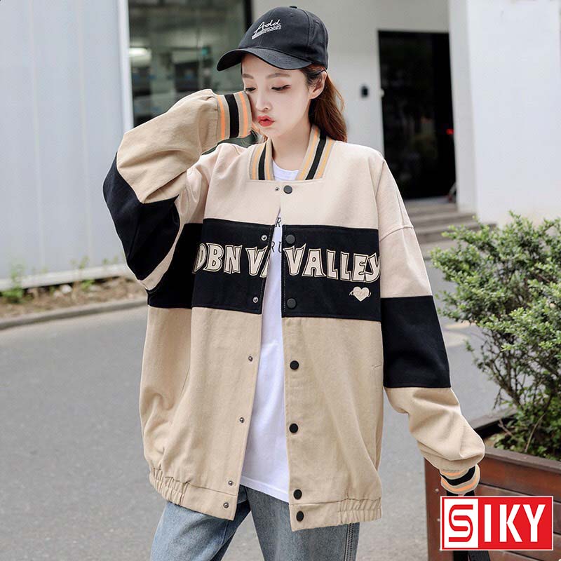 Áo khoác nữ, áo khoác bomber jacket Vallage dáng rộng phối màu siêu xinh  - SLIKY HX15