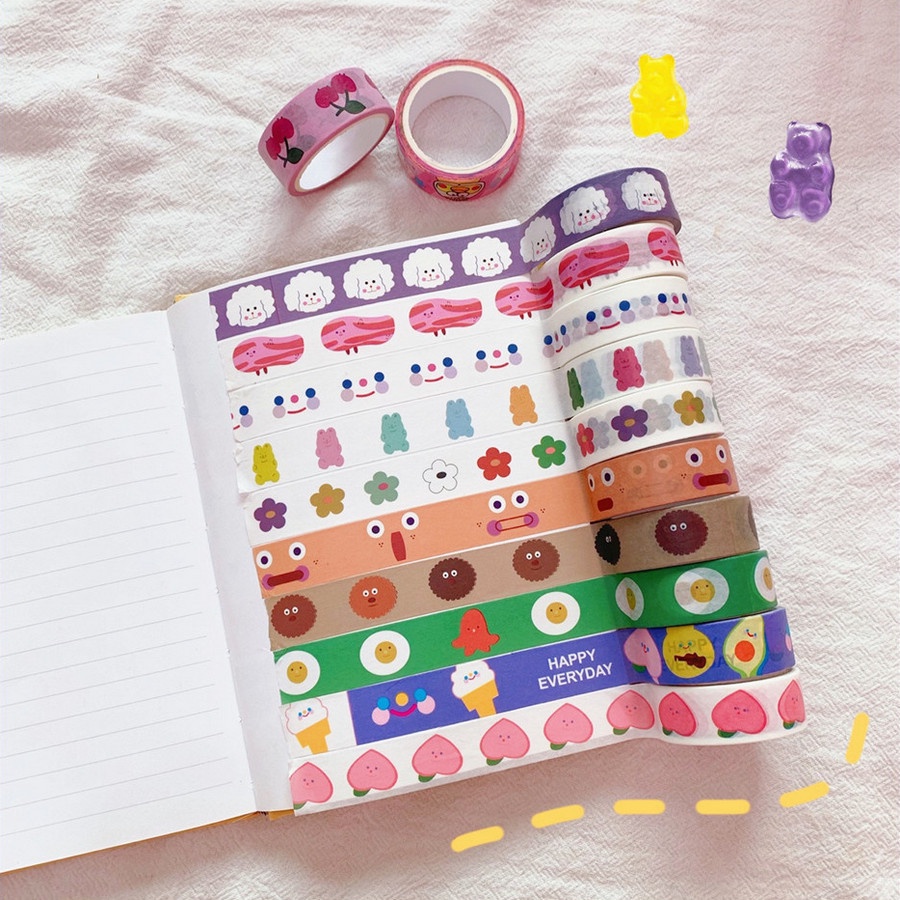 Băng dính washi tape nhiều họa tiết cute dài 5m LIZAMO BDW66