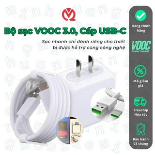 Bộ sạc nhanh oppo vooc 3.0, công suất 20w, kèm cáp sạc vooc usb-c xanh, bảo hành 3 tháng