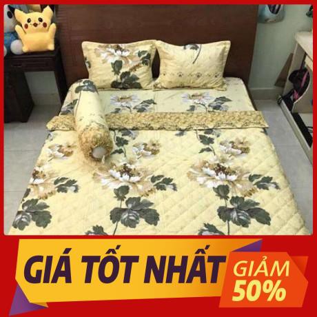 Bộ chăn ra cotton 5 món hoa cúc vàng siêu đẹp - Set 5 món chăn ga vỏ gối