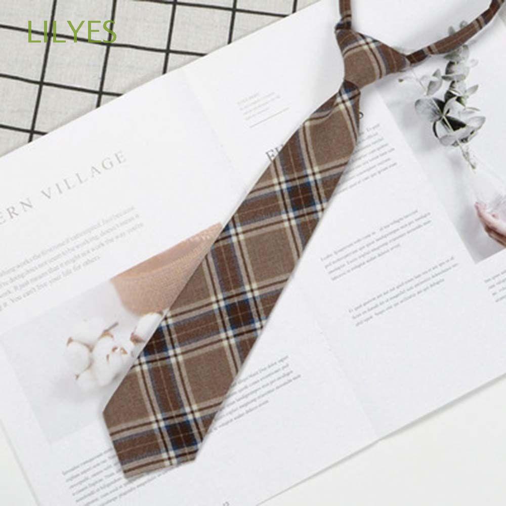 Cà Vạt Ngắn Kẻ Sọc Caro Màu Đen Phong Cách Nhật Bản Dễ Thương Cho Nữ