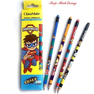 Bộ 02 cây Bút chì gỗ 2B có tẩy siêu nhân Class Mate 2B PC01-SK- Chính hãng