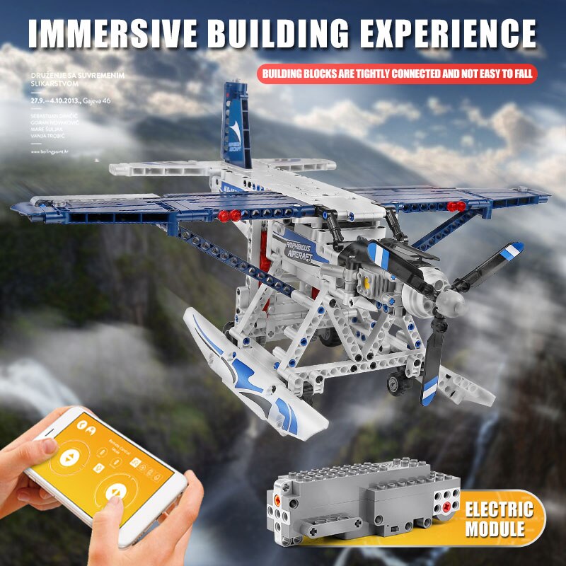 Đồ chơi Lắp ráp Mô hình máy bay Mould King 15014 APP RC Airplane Toys The Motorized Amphibious Aircraft