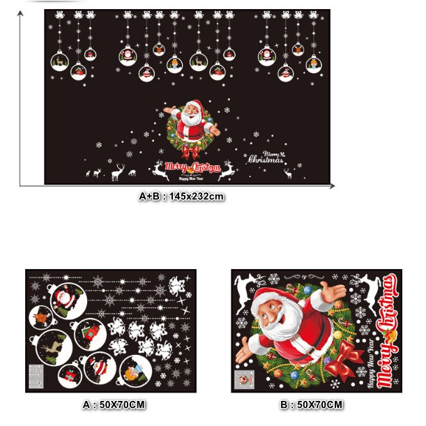 COMBO DECAL GHÉ ĐÔI DÁN TƯỜNG NOEL - RÈM PHA LÊ GHÉP VỚI NOEL SẮC NÉT ( 2 TẤM )