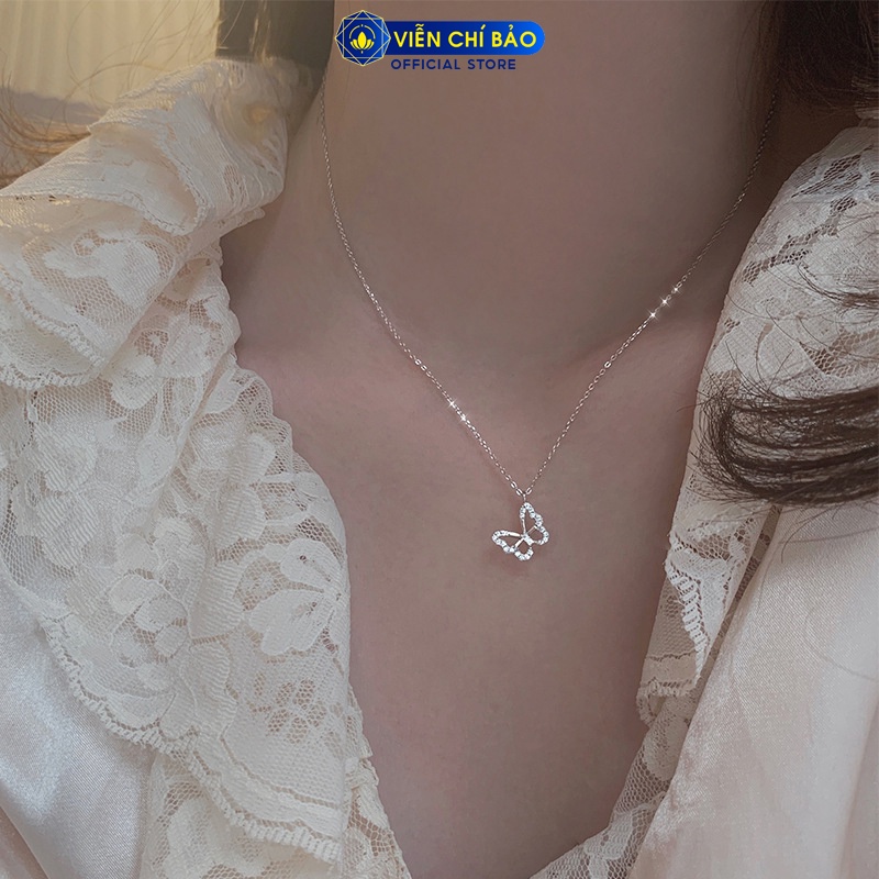 Dây chuyền bạc nữ Hồ điệp đính đá chất liệu bạc 925 thời trang phụ kiện trang sức nữ Viễn Chí Bảo D400370