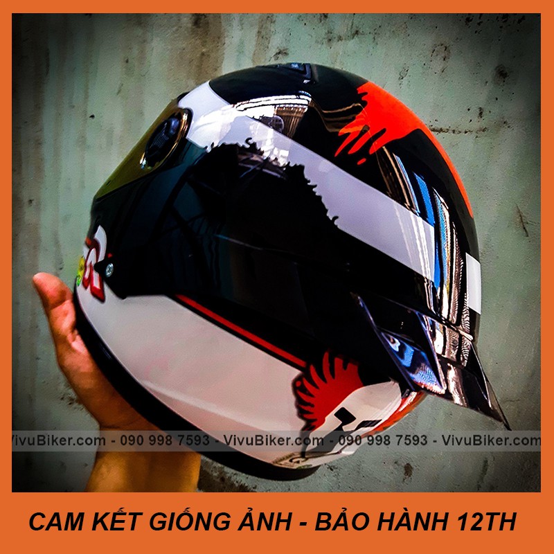 [GIÁ KHO] Mũ bảo hiểm Fullface Asia mt136  tem rùa - bảo hành chính hãng 12th