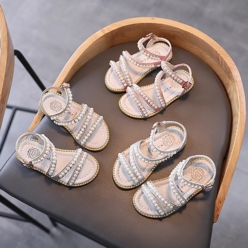 Dép sandal cho bé - dép sandal công chúa quai chéo đính đá xinh xắn đế mềm chống trơn trượt cho bé gái từ 1-5 tuổi