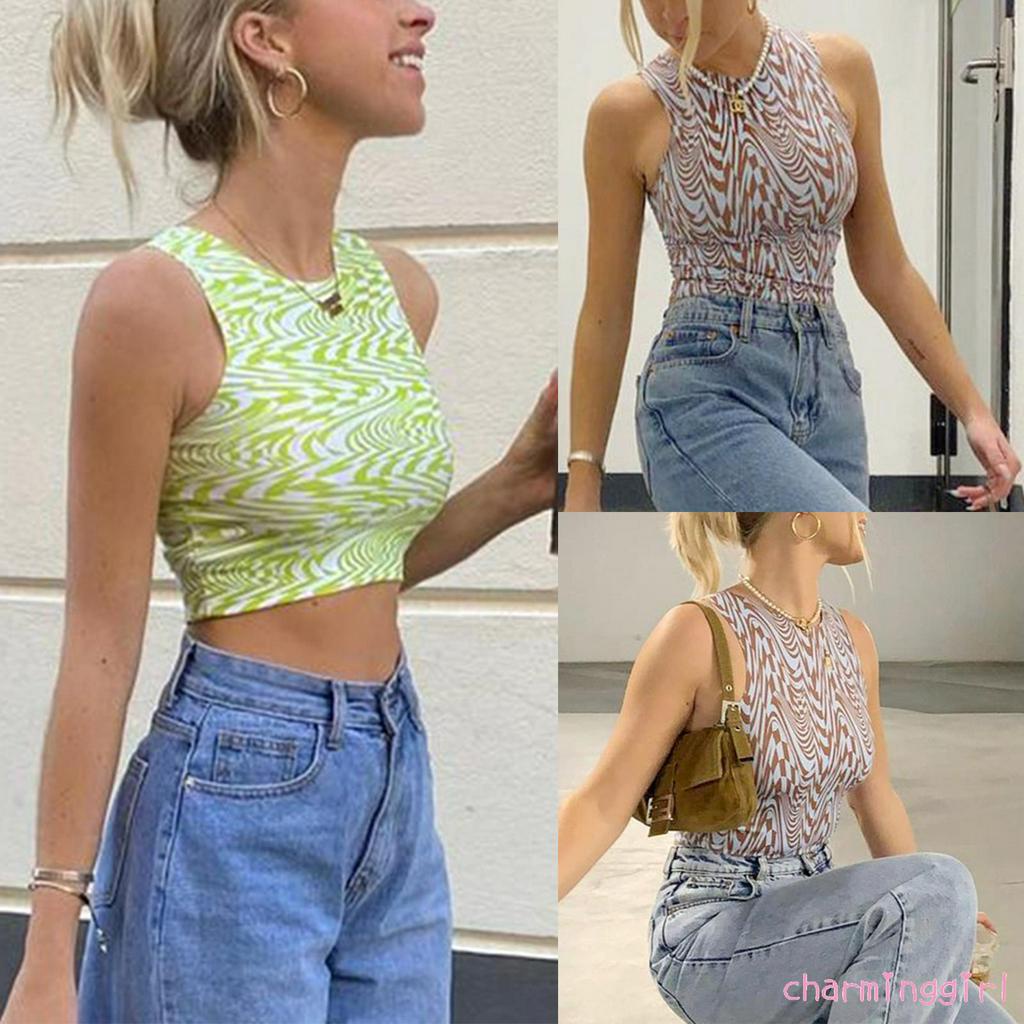 Áo lửng hai dây in họa tiết thời trang cá tính dành cho nữ