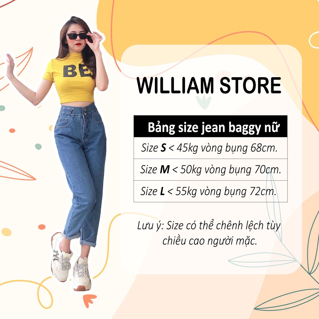 Quần jean nữ baggy rách cực hot, không co dãn William - AT53