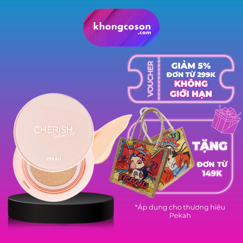 Phấn Nước Che Khuyết Điểm Lâu Trôi PEKAH Cherish Velvet Fit Cushion Hàn Quốc 14g - Khongcoson