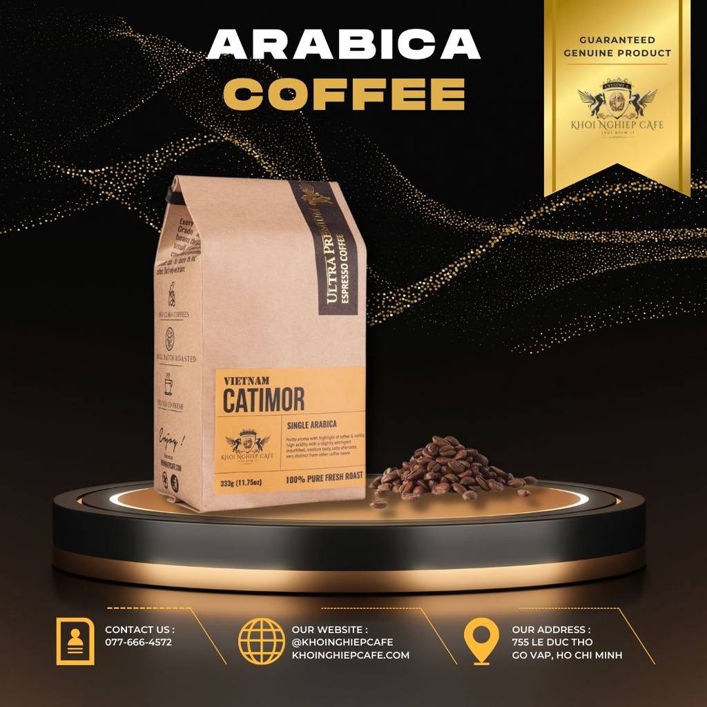 Cà phê 100% Arabica Catimor Cầu Đất Đà Lạt