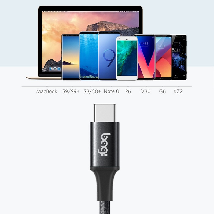 Cáp sạc Bagi USB-A to Type-C (20cm) vỏ dù CS20