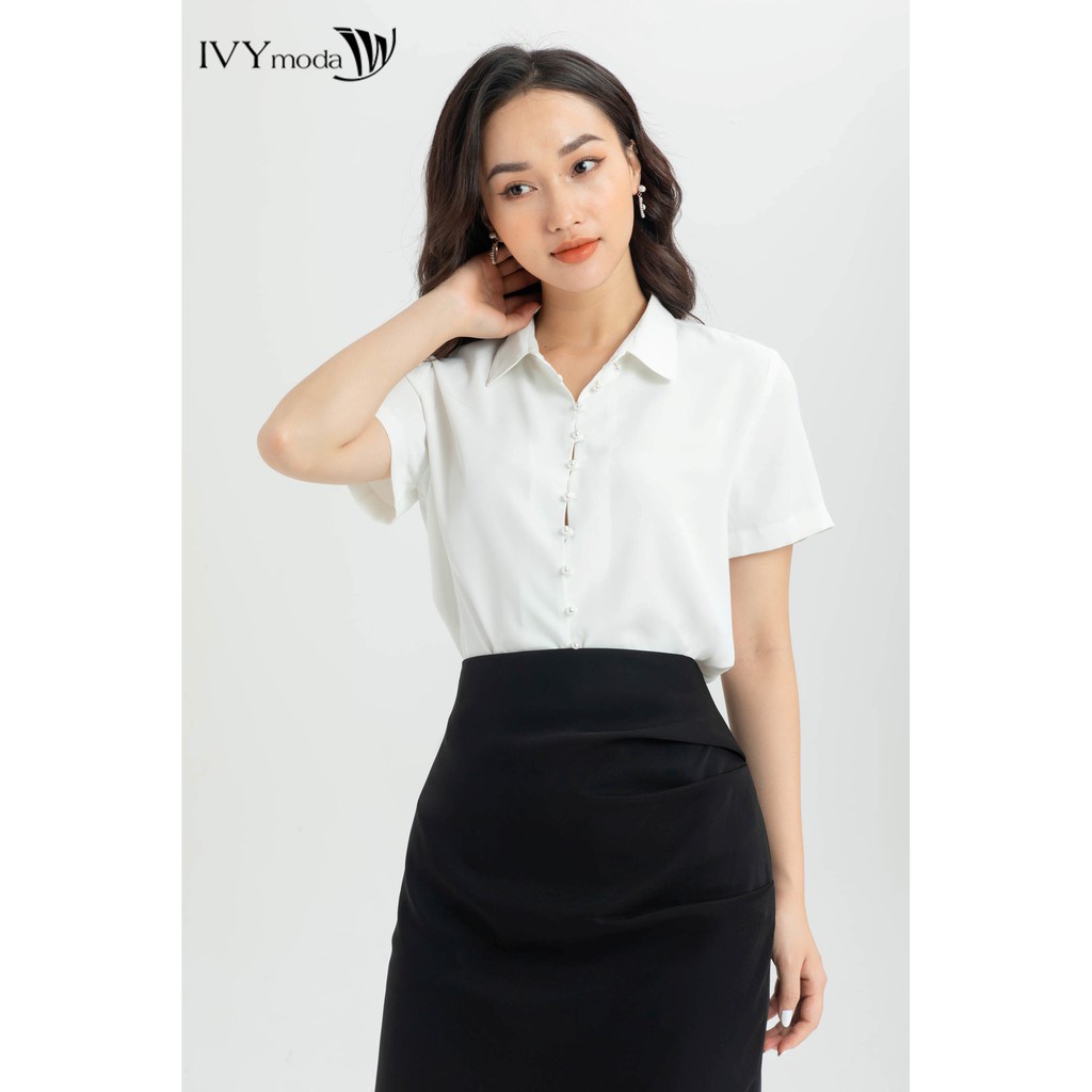 Áo sơ mi nữ khuy ngọc IVY moda MS 16M6363