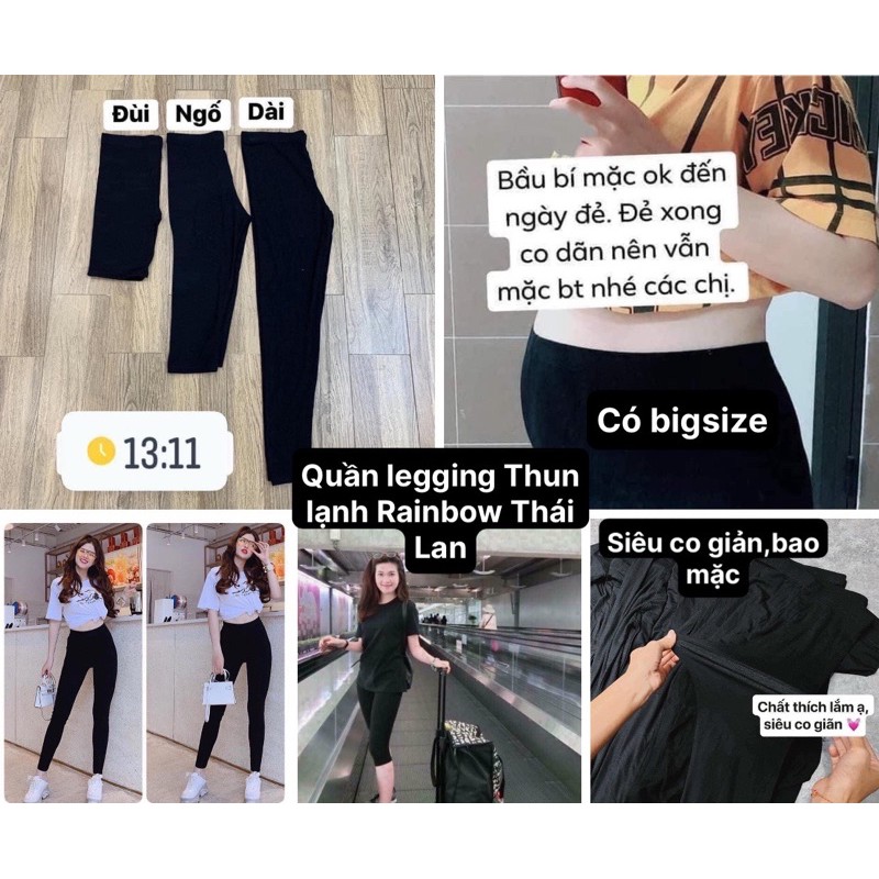 [ CHỈ BÁN HÀNG THÁI] QUẦN LEGGING RAINBOW THUN MÁT SIÊU CO GIẢN THÁI LAN DÀI-LỮNG-NGẮN [SẴN][CÓ SIZE BIGSIZE][BAO MẶC]