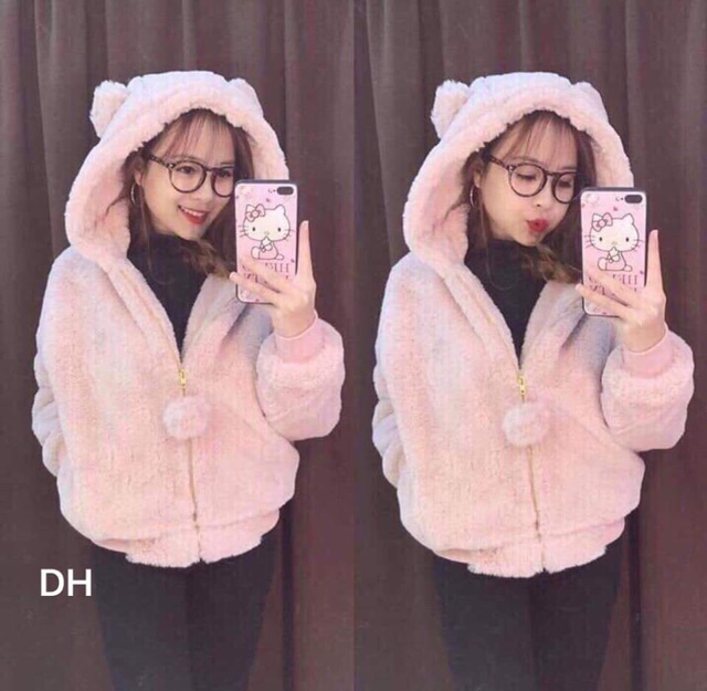 [Mã WA12150 giảm 20k đơn 150k] Áo lông tai gấu 2 lớp DHU643 | BigBuy360 - bigbuy360.vn